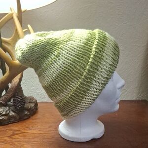Stylish Green and White Knit Beanie